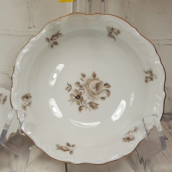 Set of 5 Vintage Winterling China Dawn Rose 5 1/2" Dessert/Sauce Bowls Gold Trim - Picture 1 of 16